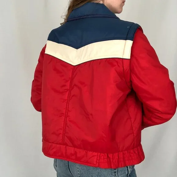Vintage Puffer Jacket Vest Cool Sporty Ski Stranger Things Sex Education 70s 80s - Picture 5 of 14